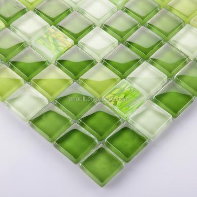 China Floor/Wall/Pool Crystal Glass Mosaic For Kitchen Bathroom for sale