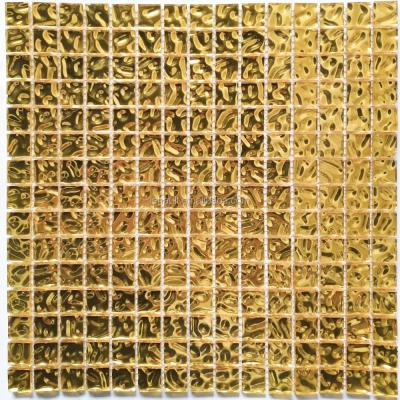 China Glossy Gold Crystal Glass Mosaic Flooring for sale