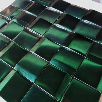 China Metal Square Stainless Steel Mosaic Tile Three Dimensional Multiple Colors Background Wall Living Room Bedroom Bar Available Index for sale