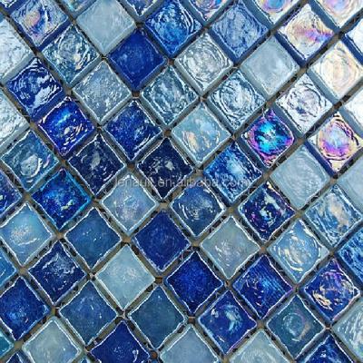 China Blue Green Glass Mosaic Flooring Slab for Swimming Pool for sale