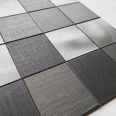 China Metal Checkered Wall Pasted Background Wall Self Adhesive Mosaic Tile With Adhesive Backing Bedroom Kitchen Bathroom DIY Ceramic Tile for sale