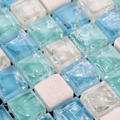 China Floor/Wall/Rystal Pool Blue And White Glass Mosaic For Wall Decoration for sale