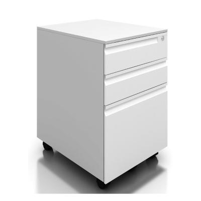 China Eco - Friendly White Color Desk Use 3 Drawer Under Table Metal Storage Mobile Pedestal Filing Cabinet for sale