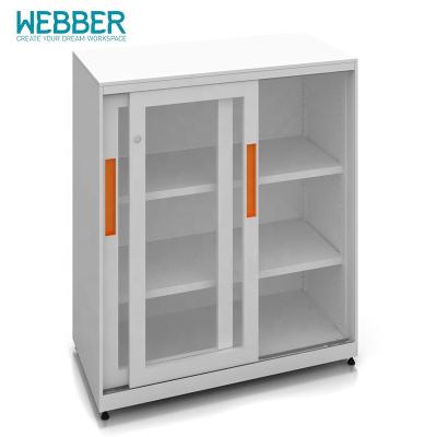 China Steel Lock Cupboard Glazed Door Locker Filing Cabinet With Sliding Door for sale