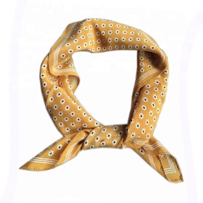 China Hot Sale Square Fashion Custom Printed Korean Twill Long Square Neck Face Silk Protective Scarf For Women for sale