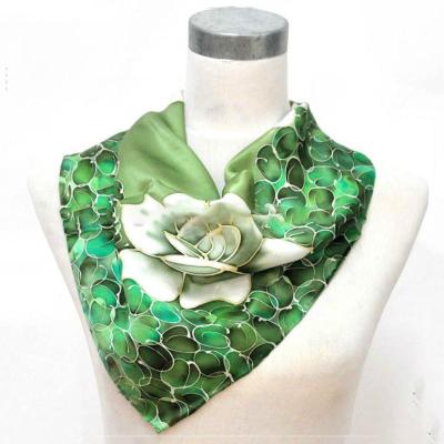 China Wholesale Square Custom Printed Floral Square Silk Scarf for sale