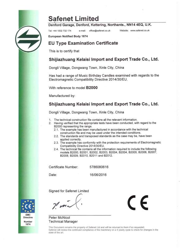 CE - Shijiazhuang Kelaisi Import And Export Trade Co., Ltd.