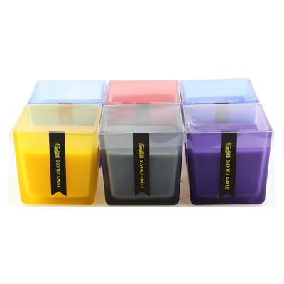 China Custom appearance custom appearance candle jar soy wax body bath and body engineering square glass candle wholesale for sale