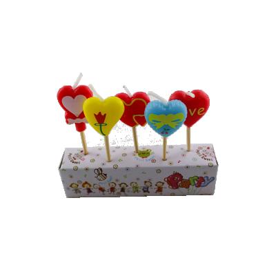 China Flameless Cartoon Heart Shape Cake Birthday Party Flameless Candle For Kid for sale