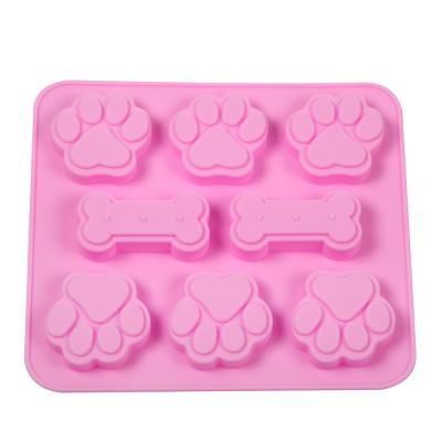 China Paw Bone Cake Chocolate Mold Viable Reusable Reusable Biscuit Dog Silicone Ice Mold Baking Tools for sale