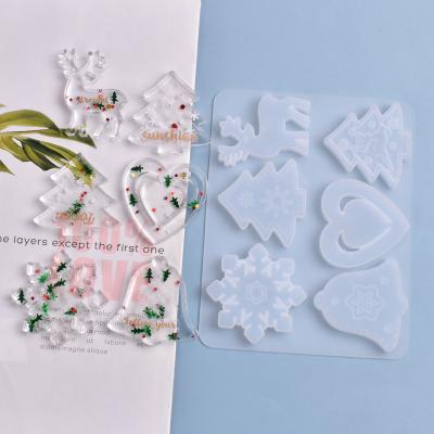 China Sustainable Hanging Casting Epoxy Silicone Christmas Tree Mold Decor Jewelry Resin DIY Mold for sale