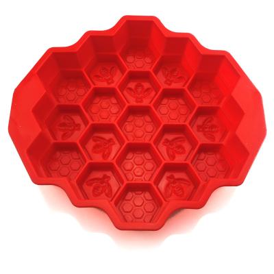 China Viable 19 Cell Silicone Honeycomb Cake Mold Chocolate Soap Candle Bakeware Mold for sale