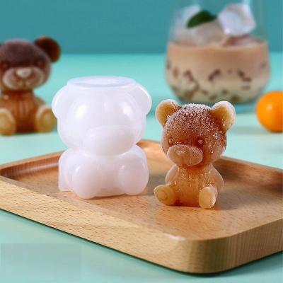 China Sustainable Ice Cube Mold 3D Bear Shape Silicone Mold For Coffee Milk Tea Chocolate Drink for sale