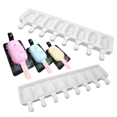 China Diy Homemade Ice Popsicle Silica Gel Mold 8 Even Silicone Viable Ice Cream Mold Homemade Ice Cream Bar for sale