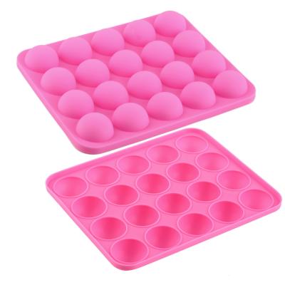 China 20 Hole Chocolate Lollipop Mold DIY Sustainable Silicone Tray Lollypop Candy Mold Sticks for sale