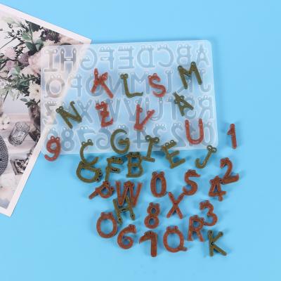 China Viable Number Letters Key Chain Necklace Resin DIY Crystal Epoxy Jewelry Making Tools Resin Mold Silicone Mold Chocolate Mold for sale