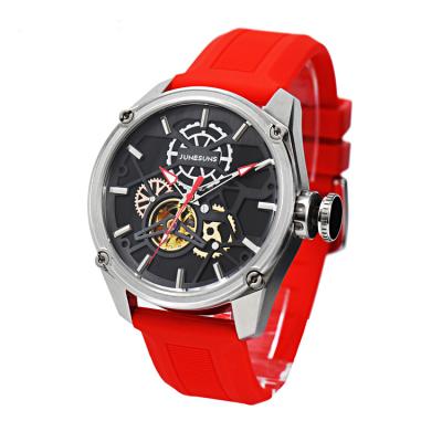 China Chronograph New Design Carving Custom Watches Automatic Mechanical Watch Mens Stainless Steel Watches Mens Gift for sale