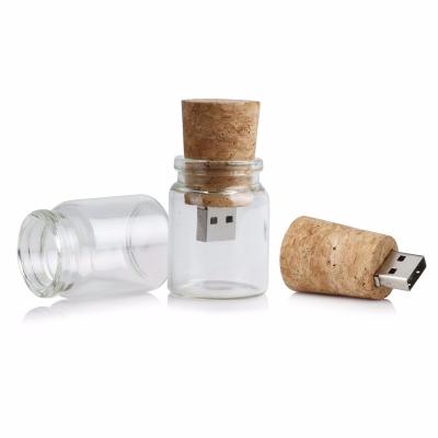 China Wedding Gifts Glass Drift Bottle Shape Usb Flash Drive 4GB 8GB 16GB 32GB USB Flash Drive Hard Disk for sale