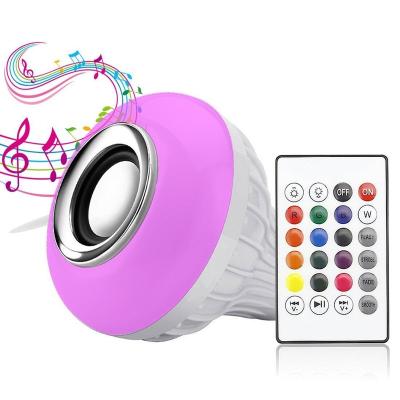 China PC Blue Tooth Led Bulb Speaker 6W E26 RGB Lamp Wireless Stereo Audio Changing With 24 Keys Remote Control for sale