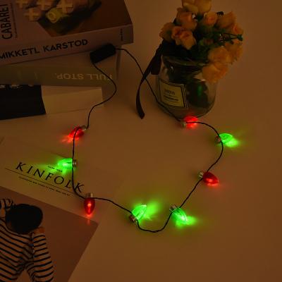 China Christmas Party Decoration Flashing 8 Lights Pineapple Fast Necklace Luminous Plastic Beaded Necklace Led for sale