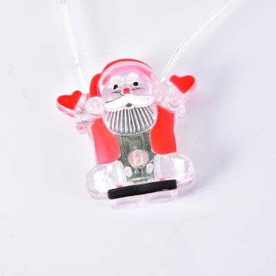 China Flashing Santa Claus Snowman Christmas Tree LED Flashing Pendant Necklaces Kids Gifts Fast Light Up Guide Necklace for sale