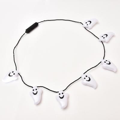 China Blink Masquerade Quick Show Props Ghost Pumpkin Necklace Glow Led Halloween Party Necklace for sale