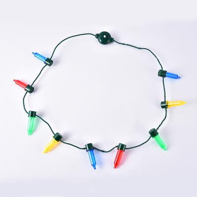 China Flashing Christmas Necklace Christmas LED Light Bulb Dancing Party Fast Light Up String Necklace for sale