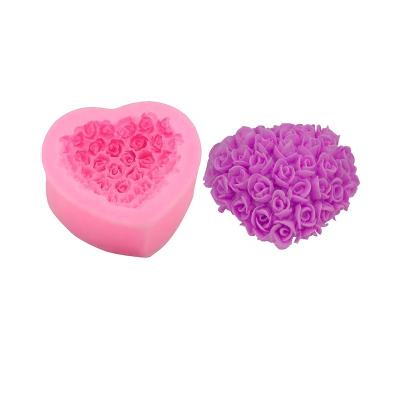 China Disposable Silicone Mold Chocolate Mold Cake Decoration Rose Decoration Heart Shape for sale