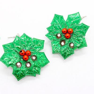 China Woman Yiwu Holly Earrings Christmas Ornaments Flashing Earrings For Women Jewelry for sale