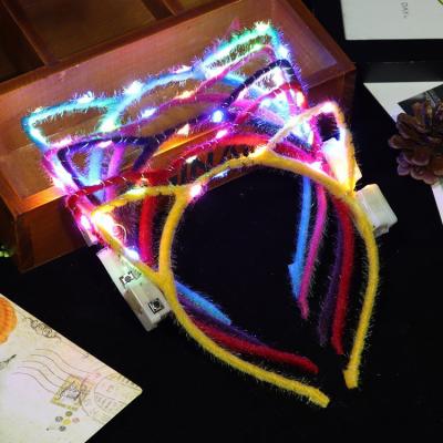 China Interpretation Fashion Fast Flash Flash Band Hair Led Luminous Rabbit Ears Cat Ears Crown Led Head Band for sale