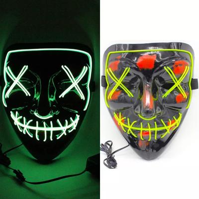 China Instant Wholesale Led Flashing Masked Ball Ghost Skiing EL Wire Party Cosplay Mask With Light Halloween Party Masks for sale