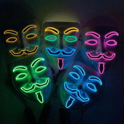 China Flash Fashion Hot Sale Halloween Face Led Party Masks Shape PVC Masquerade With Led Light Halloween Party Masks for sale