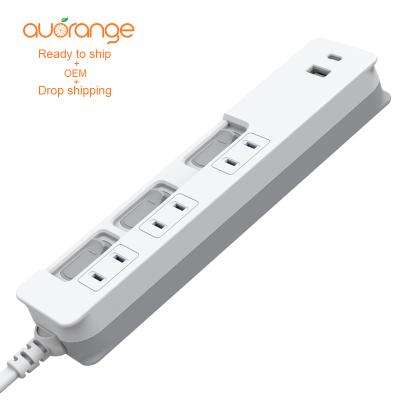 China New Hospital Trend Charger Extension Wall Socket 3 Way USB-A TYPE-C Outlet US Plug Power Strip Surge Protector for sale