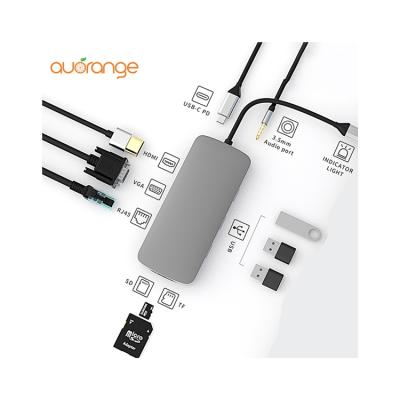 China Wholesale RJ45+Charging+Data Transfer Usb Type C Hub Multiport Adapter 10-in-1 Usb Charging Hub for sale