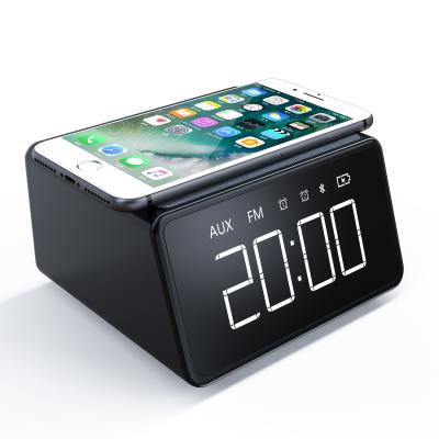 China 2020 Mini New Arrival Alarm Clock BT Wireless Charging Speaker And Clock for sale