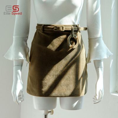 China 2016 Winter High Waist Stealth Latest Design Wool High Chain Women's Midi Stealth Basic Skirts With Belt for sale