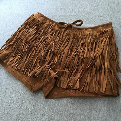 China Autumn Anti-wrinkle Bohemia style tassels ladies buckskin suedette tie UK size base hot fashion shorts pants for sale