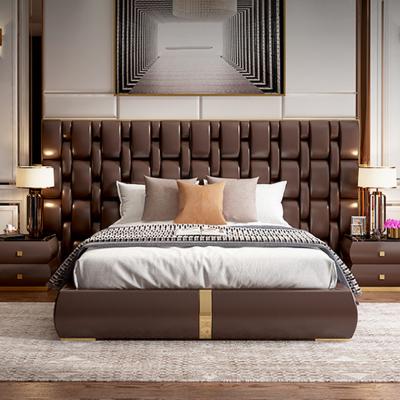 China Good quality 2021 popular Luxury Italian-designed bedroom furniture modern king size bed set leather bed 1.8 m double bed frame for sale