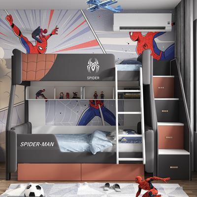 China Modern spider-man Solid wood children furniture sets kids bunk bed furniture solid wood Comfortable leather children bunk bed for sale