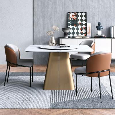 China Good quality support OEM restaurant dining tables modern rock stainless steel frame salable top dining table for sale