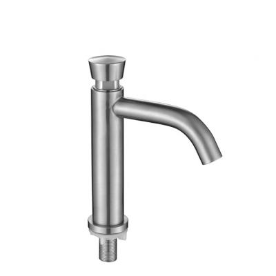 China Metered Faucets Finished Fashion Bathroom Faucets Basin Mixer Tap Single Cold Basin Faucet for sale