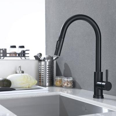 China Sense Faucets China Hot Sale New Restaurant Black Stainless Steel Kitchen Faucet Pull Out Black for sale