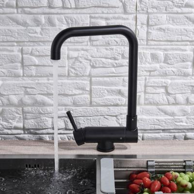 China Hot And Cold Contemporary High End Design Kitchen Stainless Steel Black Long Tap Luxury Kitchen Faucet for sale