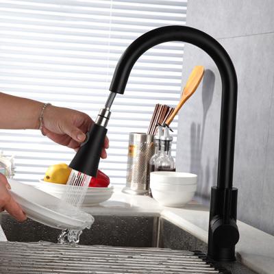 China Pull Out/Down Kitchen Faucet Flexible Hose Faucet Pull Out Kitchen Faucet Black Stainless Steel Kitchen Faucets for sale