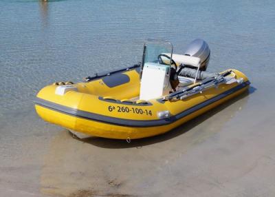 China Fiberglass Hull Small Rib Boat 3.9 M Yellow Dimensional Stability With Boat Trailer for sale