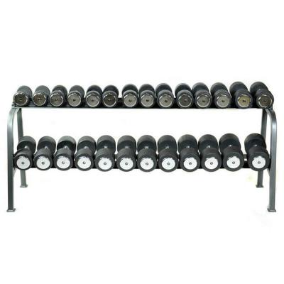 China Easy-Grip Gym Home Exercise Iron Dumbbell Black Rubber Coated Round Dumbbell for sale