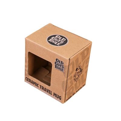 China Recycled Materials Corrugated Cardboard Cup Packaging Box With Window Easy To Fold Window Box for sale