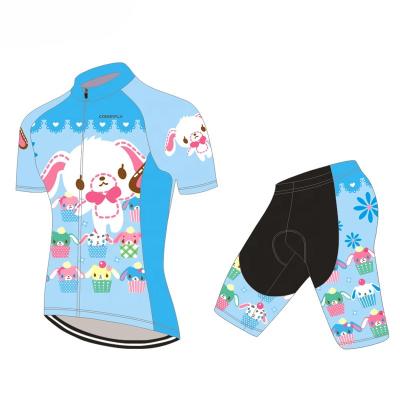 China Antibacterial Custom Design Print Kids Short Sleeves Cycling Jersey Shirts And Shorts Set for sale