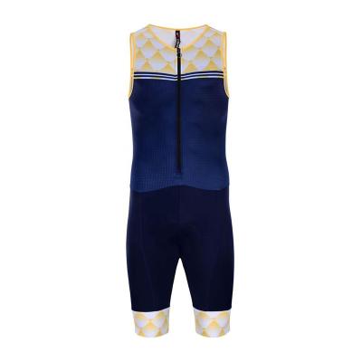 China Custom Made Men's Triathlon Wear One Piece Sleeveless Cycling Suit Breathable For Running Cycling Swimming for sale