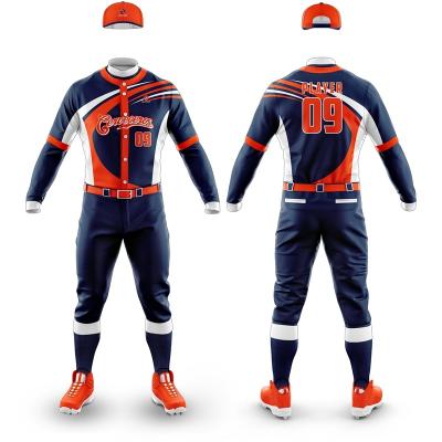 China Team Name Logo High Quality Men's Long Sleeve Antibacterial Baseball Uniform Breathable Anti-UV Sublimation Baseball Tank Top Sets for sale